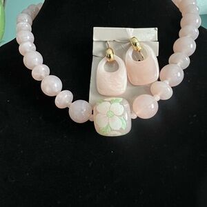 Avon Rose Quartz Necklace and Earring Set